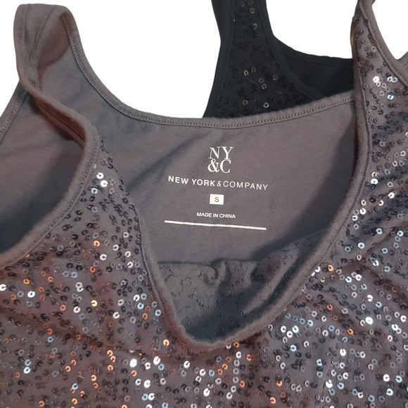 NY&C Sequin Tank Top Bundle – Black & Gray, Size S, Stretchy Glam - Picture 4 of 7